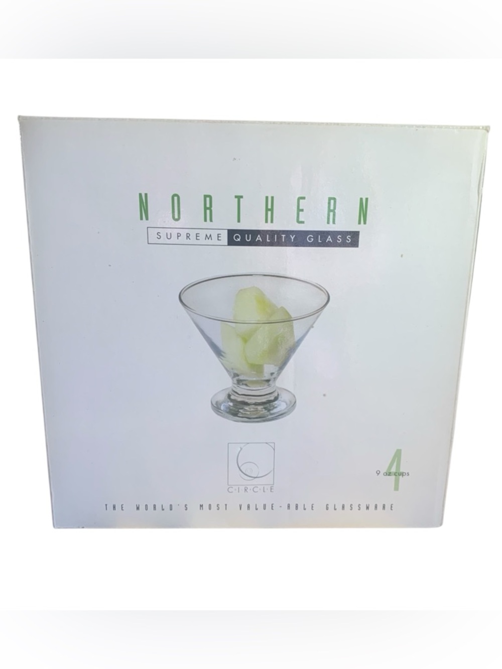 Circleware Northern Supreme Quality Glass Seamless Martini/Cocktail 4-Piece Set